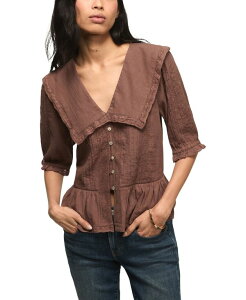 �y���������z ���b�L�[�u�����h ���f�B�[�X �V���c �g�b�v�X Women's Peter Pan Peplum Blouse Peppercorn