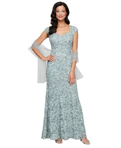�A���b�N�X�C�u�j���O�X ���f�B�[�X �g�b�v�X �����s�[�X�p���R�[�� Alex Evenings Women'sequined Soutache Mermaid Gown Ice Sage �Z�[�W