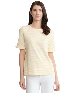 �W���[���Y�j���[���[�N ���f�B�[�X �g�b�v�X T�V���c �N���[�l�b�N �v�` �t���� Jones New York Petitelbow Ruffle-Sleeve Crewneck T-Shirt Cornsilk