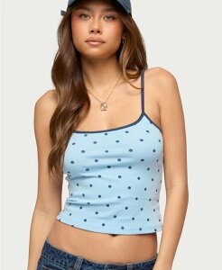 �y���������z �A�f�B�N�e�b�h ���f�B�[�X �^���N�g�b�v �g�b�v�X Women's Carlah Contrast Polka Dot Tank Top Light-blue-and-navy