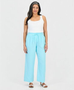 �X�^�C���A���h�R�[ ���f�B�[�X �{�g���X �J�W���A���p���c �v�` �R�b�g�� Style & Co Petite Cotton Gauze Wide-Leg Pull-On Pants Macy's Exclusive Soft Blue Turq �u���[