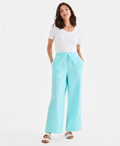 �X�^�C���A���h�R�[ ���f�B�[�X �{�g���X �J�W���A���p���c �R�b�g�� Style & Co Women's Cotton Gauze Straight-Leg Pull-On Pants Macy's Exclusive Soft Blue Turq �u���[