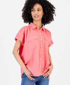 �X�^�C���A���h�R�[ ���f�B�[�X �g�b�v�X �V���c Style & Co Women's Cuffed Camp Shirt Macy's Exclusive Tuscon Coral �R�[����