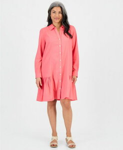 �X�^�C���A���h�R�[ ���f�B�[�X �g�b�v�X �V���c �v�` �t���� Style & Co Petite Ruffled-Hem Shirtdress Macy's Exclusive Tuscon Coral �R�[����