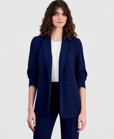 アンクライン レディース アウター ジャケット・ブルゾン クレープチ ブレザー Anne Klein Petite Scrunch-Sleeve Stretch Crepe Open-Front Blazer Distant Mountain