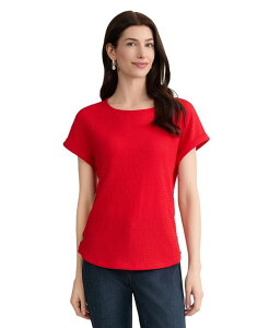 �W���[���Y�j���[���[�N ���f�B�[�X �g�b�v�X �V���c �v�` ���� Jones New York Petite Short-Sleeve Side-Button Top Rouge