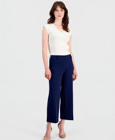 アンクライン レディース ボトムス カジュアルパンツ クレープ クロップド Anne Klein Women'stretch Crepe Wide-Leg Cropped Pull-On Pants Distant Mountain
