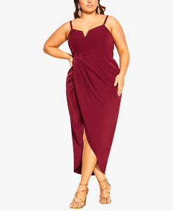 �V�e�B�[�V�b�N ���f�B�[�X �g�b�v�X �����s�[�X �v���X�T�C�Y CITY CHIC Plusize Sassy V Dress Ruby ���r�[