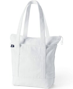 �����Y�G���h ���f�B�[�X �o�b�O Lands' End Medium 5 Pocket Zip Top Long Handle Canvas Tote Bag White �z���C�g
