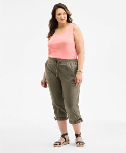 �X�^�C���A���h�R�[ ���f�B�[�X �{�g���X �J�W���A���p���c �v���X�T�C�Y �L���b�v Style & Co Plusize D-Ring Cuffed Capri Pants Exclusively at Macy's Olive Drab �I���[�u