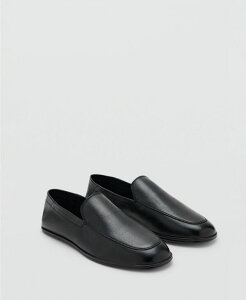 �}���S �����Y �V���[�Y �X���b�|���E���[�t�@�[ ���U�[ MANGO Men's Leather Loafers Black �u���b�N