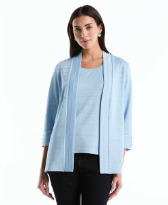���t�@�G�� ���f�B�[�X �A�E�^�[ �j�b�g�E�Z�[�^�[ �J�[�f�B�K�� Rafaella Women's Ottoman Knit Cardigan Sweater Cerulean