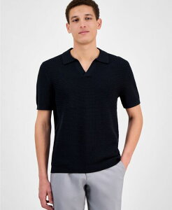 �A���t�@�j �����Y �g�b�v�X �|���V���c Alfani Men's Textured Polo Shirt Deep Black �u���b�N