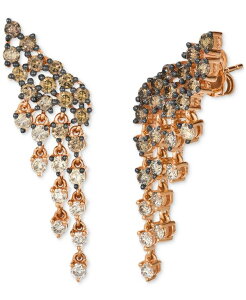 �� ���@�� ���f�B�[�X �A�N�Z�T���[ �s�A�X�E�C�������O Le Vian Chocolate Ombr Diamond Cascading Cluster Drop Earrings (2 ct.w.) in 14k Rose and Yellow Rose Gold �S�[���h