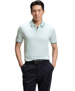�q���[�S�{�X �����Y �g�b�v�X �|���V���c �R�b�g�� Hugo Boss Men's Mercerised Cotton Slim-Fit Polo Shirt Open Blue �u���[