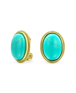 �u�����O ���f�B�[�X �A�N�Z�T���[ �s�A�X�E�C�������O Bling Jewelry 7CT Oval Cabochonatural Jade Lapis Lazuli Onyx Turquoise 14K Gold Plated Sterling Silver Clip-On Earrings Aqua turquoise �^�[�R�C�Y