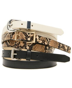 �X�e�B�[�u �}�f�� ���f�B�[�X �A�N�Z�T���[ �x���g Steve Madden Women's Roller Double Square Buckle Python 3-Pc Textured Belt Black-Brown-Bone �u���b�N