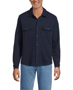 �����Y�G���h �����Y �g�b�v�X �V���c Lands' End Men's Long Sleeve Bedford Button Through Utility Overshirt Radiant navy �l�C�r�[