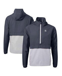 �J�b�^�[�A���h�o�b�N �����Y �A�E�^�[ �W���P�b�g�E�u���]�� Cutter & Buck Men's Navy/Gray New York Yankees Charter Eco Half-Zip Anorak Jacket Navy Gray �O���[