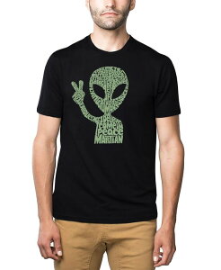 �G���G�[�|�b�v�A�[�g �����Y �g�b�v�X T�V���c �R�b�g�� LA Pop Art Men's Alien Extraterrestrial Word Art Cotton/Poly Blend T-Shirt Black �u���b�N