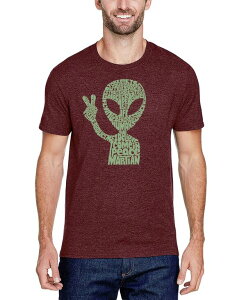 �G���G�[�|�b�v�A�[�g �����Y �g�b�v�X T�V���c �R�b�g�� LA Pop Art Men's Alien Extraterrestrial Word Art Cotton/Poly Blend T-Shirt Burgundy �o�[�K���f�B
