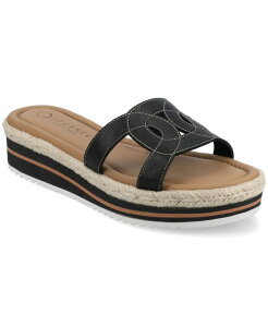 �W�����l �R���N�V���� ���f�B�[�X �V���[�Y �T���_�� �v���b�g�t�H�[�� Journee Collection Women's Rosalinda Platform Espadrille Flat Sandals Black �u���b�N