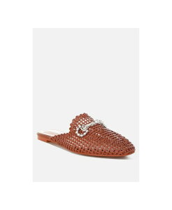 �����h�����O ���f�B�[�X �V���[�Y �p���v�X �g�[�� London Rag Women's Roboma Metallic Woven Diamante Mules Brown metallic weaved fabric �u���E��