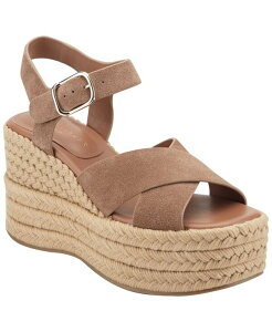 �}�[�N�E�t�B�b�V���[ ���f�B�[�X �V���[�Y �T���_�� �v���b�g�t�H�[�� Marc Fisher LTD Women's Pasion Espadrille Platform Wedge Sandals Brown Suede �u���E��