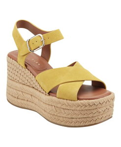 �}�[�N�E�t�B�b�V���[ ���f�B�[�X �V���[�Y �T���_�� �v���b�g�t�H�[�� Marc Fisher LTD Women's Pasion Espadrille Platform Wedge Sandals Yellow Suede �C�G���[