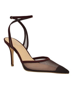 �J���o���N���C�� ���f�B�[�X �V���[�Y �p���v�X ���b�V�� �A���N�� Calvin Klein Women's Ozala Mesh Ankle Strap Stiletto Pumps Dark Red Mesh ���b�h