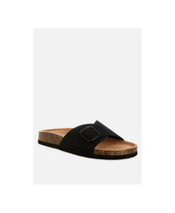 �����h�����O ���f�B�[�X �V���[�Y �T���_�� London Rag Women's Aranda Buckled Slide-On Sandals Black polyurethane �u���b�N