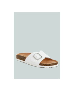 �����h�����O ���f�B�[�X �V���[�Y �T���_�� London Rag Women's Aranda Buckled Slide-On Sandals White polyurethane �z���C�g