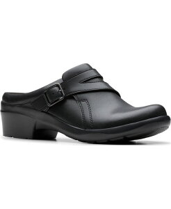 �N���[�N�X ���f�B�[�X �V���[�Y �p���v�X Clarks Women's Angie Braley Round Toe Mules Black Leather �u���b�N