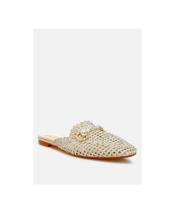 �����h�����O ���f�B�[�X �V���[�Y �p���v�X �g�[�� London Rag Womens Roboma Metallic Woven Diamante Mules Light Beige �x�[�W��