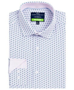 �R���X�g���N�g �����Y �g�b�v�X �V���c �v�����g ConStruct Men's Triangle Print Spread Collar Dresshirt White/Pink �z���C�g