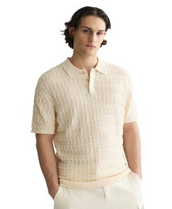 �X�R�b�`�A���h�\�[�_ �����Y �g�b�v�X �|���V���c �j�b�g SCOTCH & SODA Men's Regular-Fit Pointelle Knitted Polo Shirt Eggnog