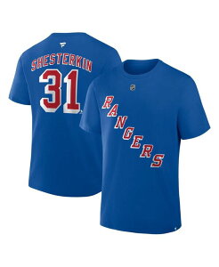 �t�@�i�e�B�N�X �����Y �g�b�v�X T�V���c Fanatics Men's Igor Shesterkin Blue New York Rangers Authentic Stack Name & Number T-Shirt Blue �u���[