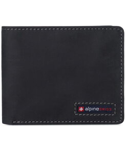 �A���p�C���X�C�X �����Y �A�N�Z�T���[ ���z ���U�[ Alpine Swiss Men's Wallet for Men RFID Protected Leather Wallet Spencer Bifoldivided Bill Section Gift Box 2 ID Windows 14 Card Storage Pockets Nubuck black �u���b�N