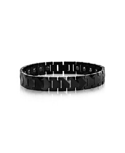 ���^�� ���f�B�[�X �A�N�Z�T���[ �u���X���b�g�E�o���O���E�A���N���b�g Metallo Polished Puzzle Magnetic Link Tungsten Bracelet Black �u���b�N