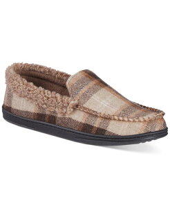 �A�C�\�g�i�[ �����Y �V���[�Y �T���_�� �j�b�g �t���[�X Isotoner Men's Brushed Knit or Plaid Lewis Moccasin Slipper with Fleece Lining and Memory Foam Dark Choco/ Beige Plaid �x�[�W��
