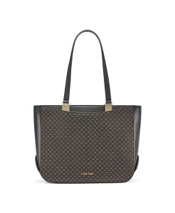 �J���o���N���C�� ���f�B�[�X �o�b�O Calvin Klein Akari Large Signature Tote Handbag Brown Khaki/Black �u���b�N