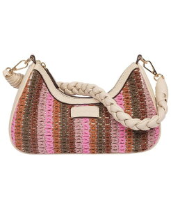�g�b�~�[�o�n�} ���f�B�[�X �o�b�O Tommy Bahama Woven Ribbon Zip Top Hobo Bag - Striped Woven Shoulder Bag with Braided Strap Cream �N���[��