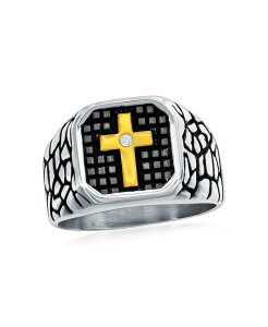 ���^�� ���f�B�[�X �A�N�Z�T���[ �����O T�V���c Metallo Stainlessteel CZ Cross Pebbledesign Ring Silver & gold �S�[���h