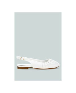 ���O�A���h�R�[ ���f�B�[�X �V���[�Y �p���v�X �T�e�� Rag & Co Cheeni Satin Square Toe Flat Slingbacks White �z���C�g