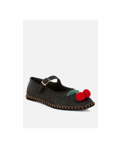 ���O�A���h�R�[ ���f�B�[�X �V���[�Y �p���v�X Rag & Co Rag and Co Womens Brunch Date Cherry Accent Mary Jane Flats Black �u���b�N
