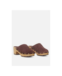 ���O�A���h�R�[ ���f�B�[�X �V���[�Y �T���_�� �X�G�[�h Rag & Co CEDRUS Womens Fine Suede Studded Mules Brown �u���E��