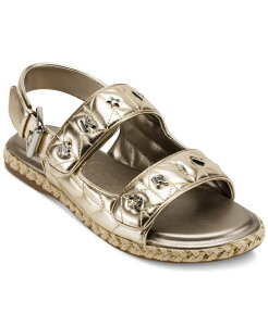 �J�[�� ���K�[�t�F���h ���f�B�[�X �V���[�Y �T���_�� KARLAGERFELD PARIS Women's Charlay Studs Flat Espadrille Sandals White Gold �z���C�g