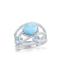 �J���r�A���g���W���[�Y ���f�B�[�X �A�N�Z�T���[ �����O Caribbean Treasuresterling Silver Larimar & Blue CZ Ring Blue �u���[