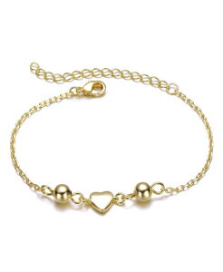 �W�W�K�[�� ���f�B�[�X �A�N�Z�T���[ �u���X���b�g�E�o���O���E�A���N���b�g GiGiGirl Dainty 14k Gold Plated Tiny Heart & Bead Charms Bracelet Gold �S�[���h