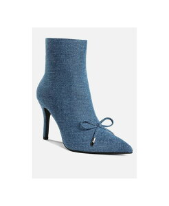 ���O�A���h�R�[ ���f�B�[�X �V���[�Y �u�[�c�E���C���u�[�c �f�j�� �A���N�� Rag & Co Rag and Co Womens Flapper Bow Detail Denim Ankle Boots Medium blue �u���[